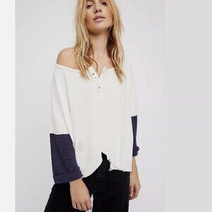FREE PEOPLE Retro Trendy Star Henley Tee